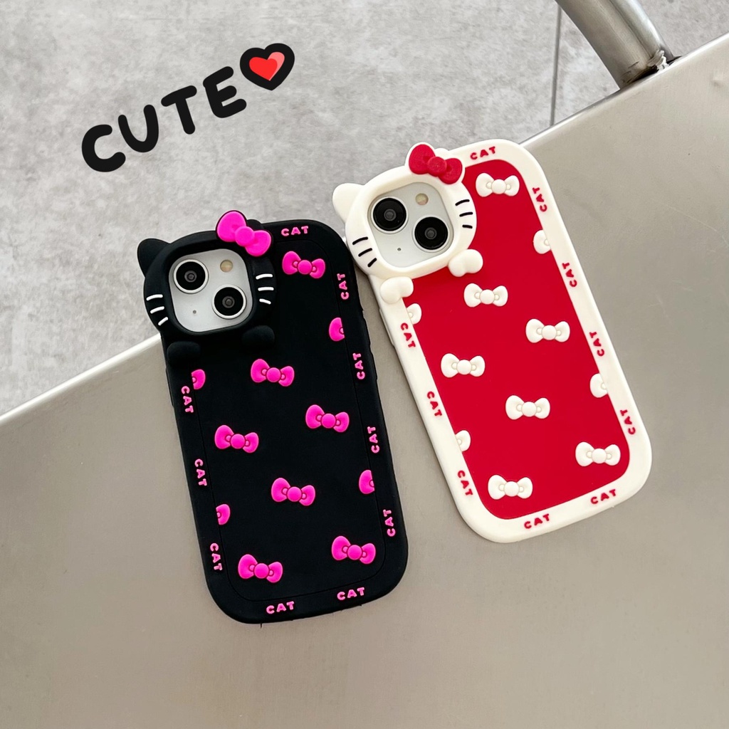 Ốp Điện Thoại TPU Dẻo Họa Tiết Hoạt Hình Mèo Kitty Dễ Thương Chống Rơi Cho iPhone 14 13 12 11 Pro Max