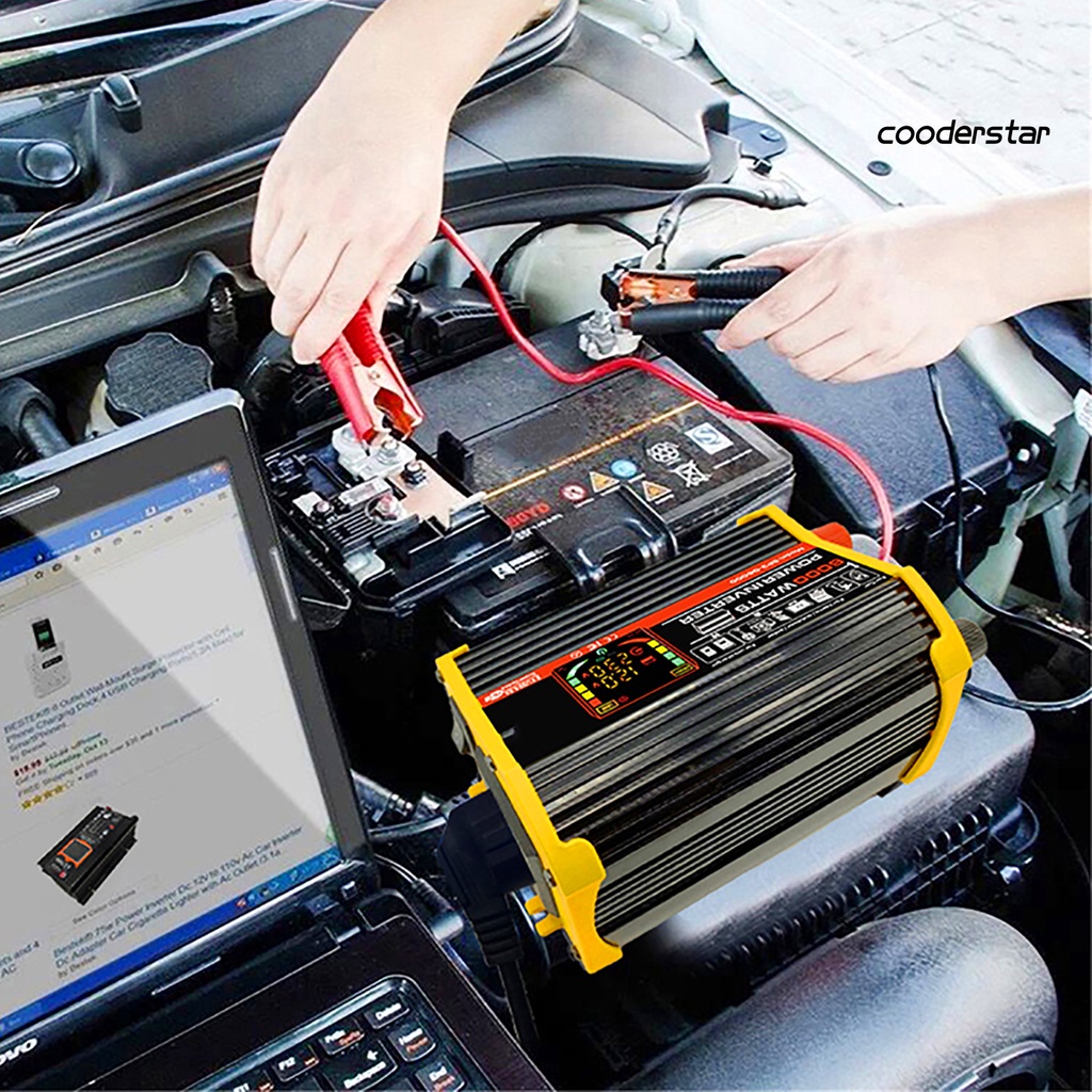 Thiết Bị Chuyển Đổi Nguồn Điện 6000W DC12V Sang AC220V / 110V Hai Cổng USB Chuyên Dụng Cho Xe Hơi