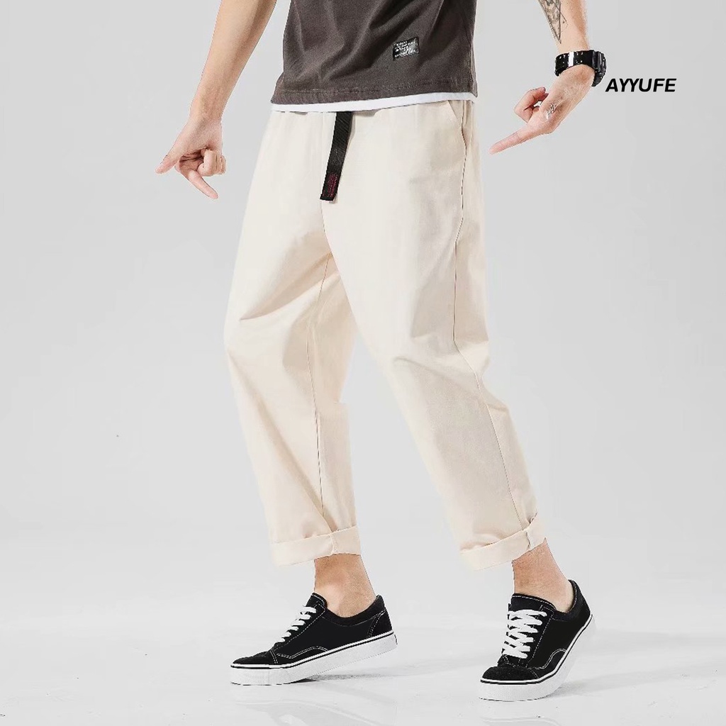 [AYYUFE] Quần Harem Dáng Rộng Lưng Thun Màu Trơn Phong Cách Hip Hop Thời Trang Mùa Hè Cho Nam