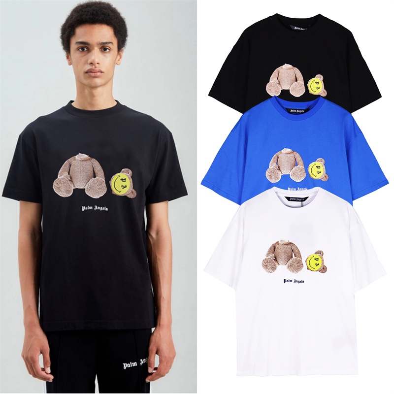 Áo Thun Tay Ngắn Cổ Tròn Dáng Rộng In Hình Mặt Cười Và Chú Gấu Brokeback Hợp Thời Trang