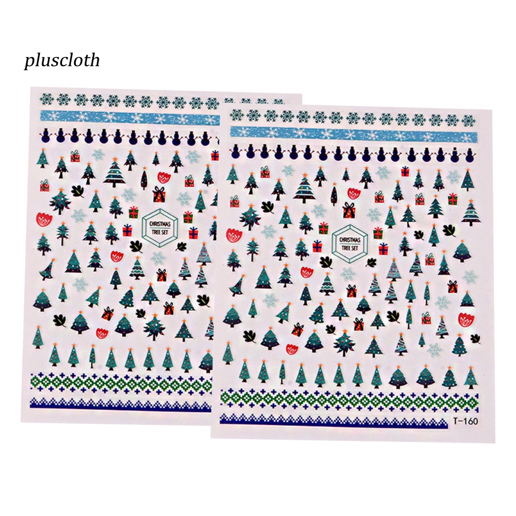 Bộ 2 Miếng Dán Trang Trí Móng Tay Bằng PVC Siêu Mỏng Chống Nước In Họa Tiết Hoạt Hình Giáng Sinh