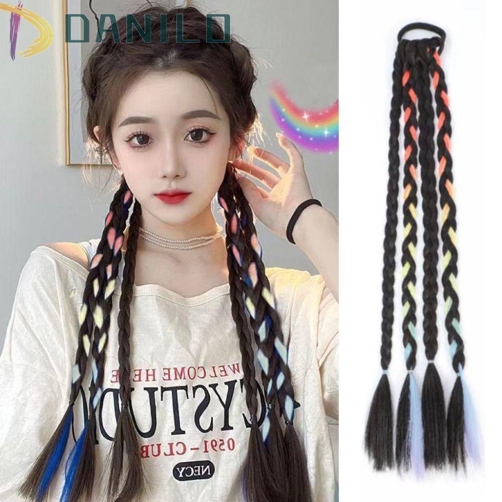 Danilo Tóc Giả Kiểu Thắt Bím Bằng Sợi Cao Su Tự Nhiên Vô Hình Chịu Nhiệt Độ Cao Thời Trang Dự Tiệc Cho Nữ