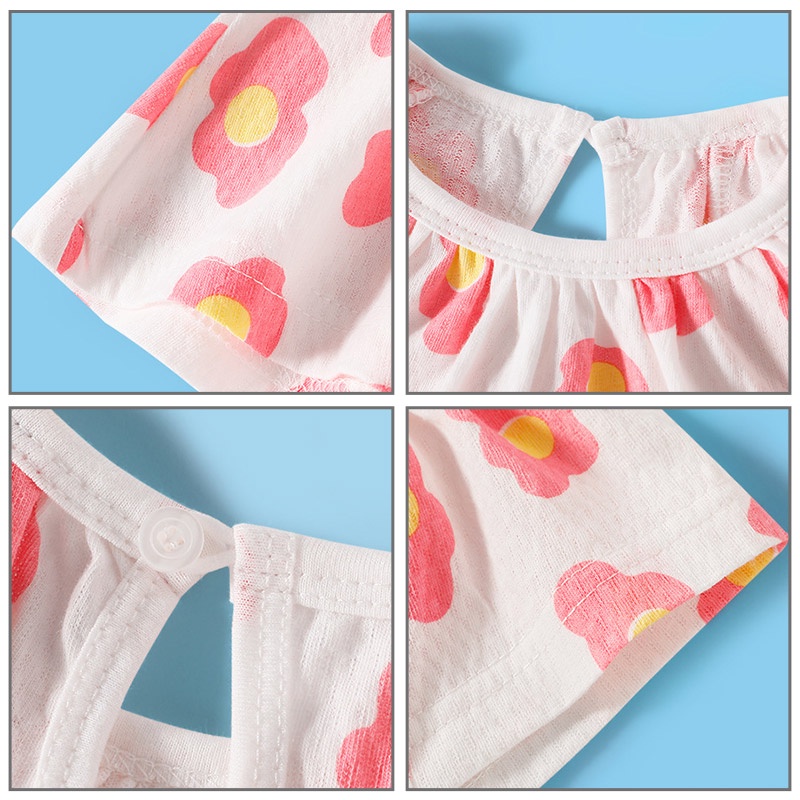 Đầm Công Chúa Mùa Hè Hai Dây Bằng Vải Cotton Cho Bé Gái 0-3 Tuổi