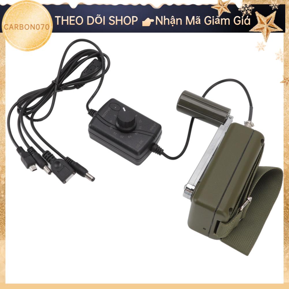 Carbon070 Máy phát điện quay tay 30W Di động bằng Bộ sạc khẩn cấp ngoài trời không thấm nước cho thoại di Sạc máy tính màu xanh lá cây