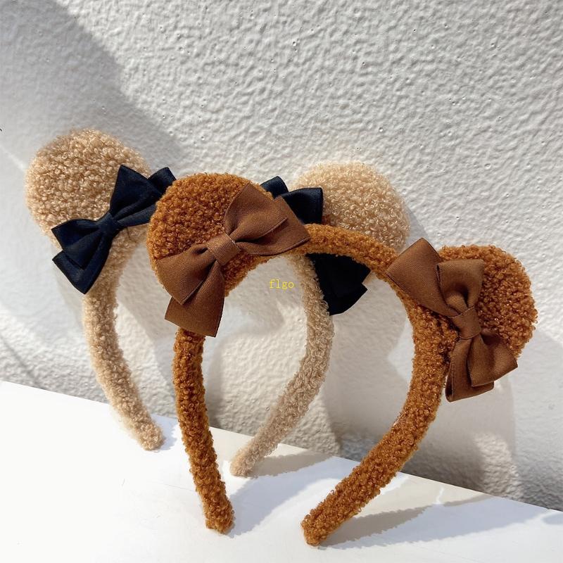 Flgo Băng Đô Cài Tóc Hình Tai Gấu Dễ Thương