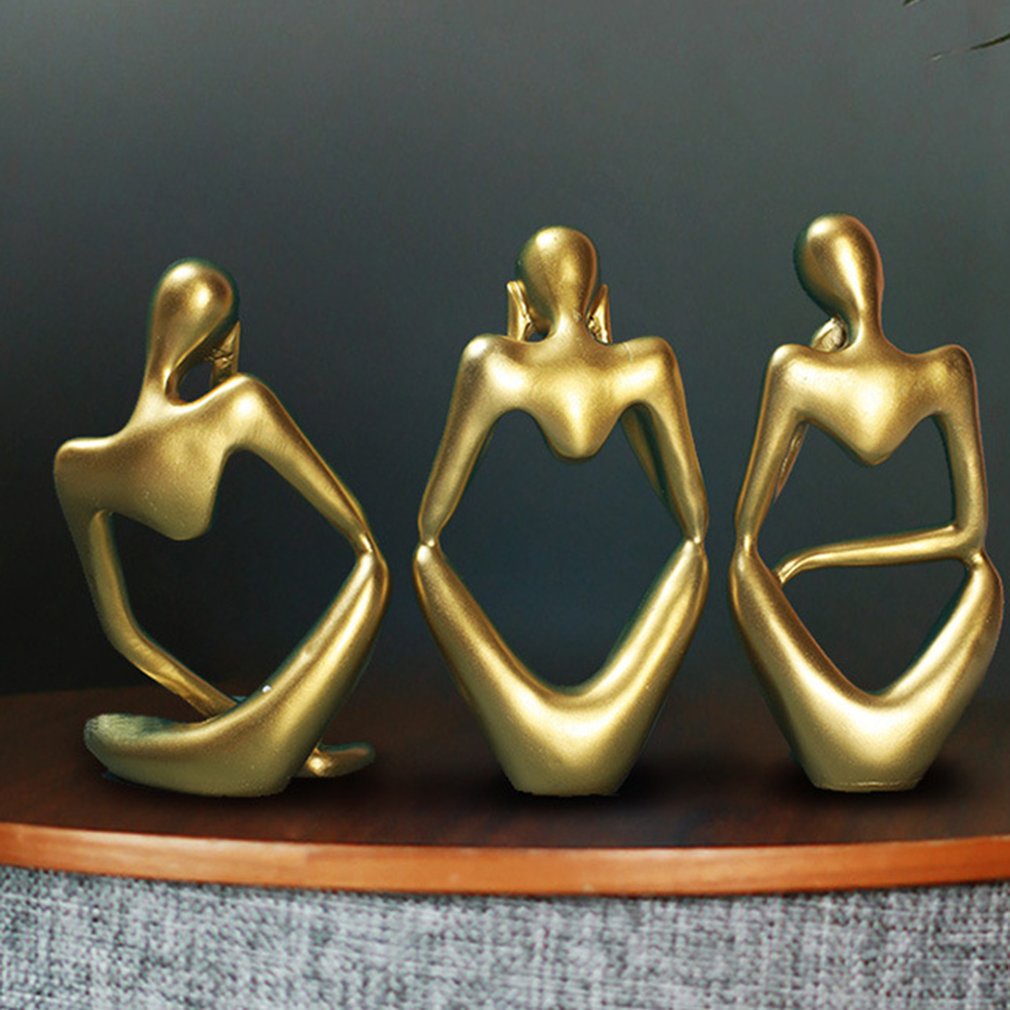 =Christmas=Thinker Statue Modern Abstract Figure Sculpture Small Ornaments Resin Statue