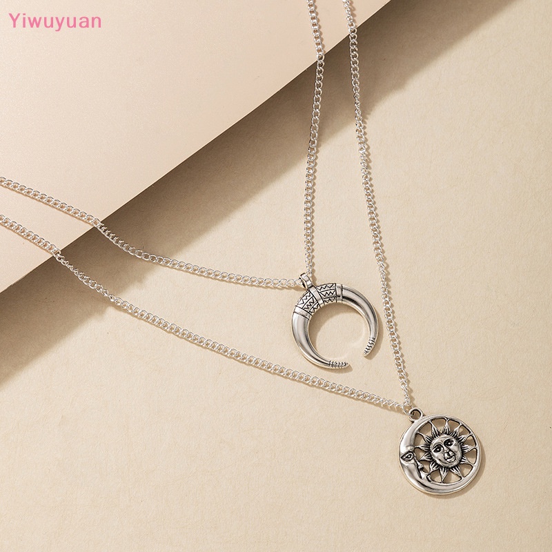 Dây Chuyền Nhiều Lớp Mặt Hình Mặt Trăng Phong Cách Boho Thời Trang Mới Cho Nữ
