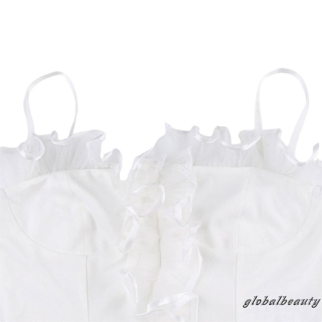 Áo Croptop Hai Dây Phối Ren Cổ Thấp Hở Lưng Ngọt Ngào Thời Trang Mùa Hè Cho Bạn Gái