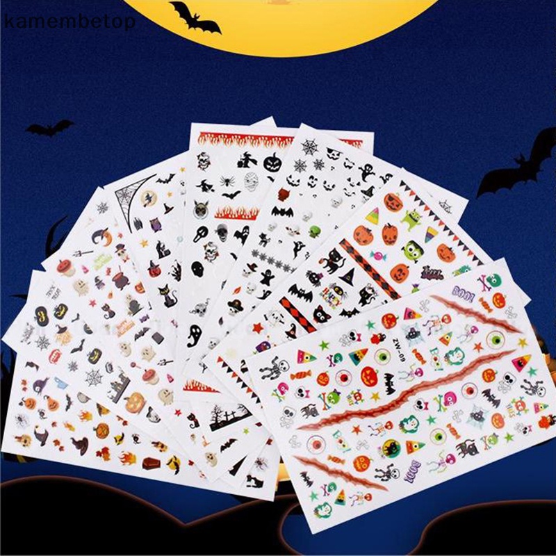 Miếng Dán Trang Trí Móng Tay Họa Tiết Hoạt Hình 3D Chủ Đề Halloween