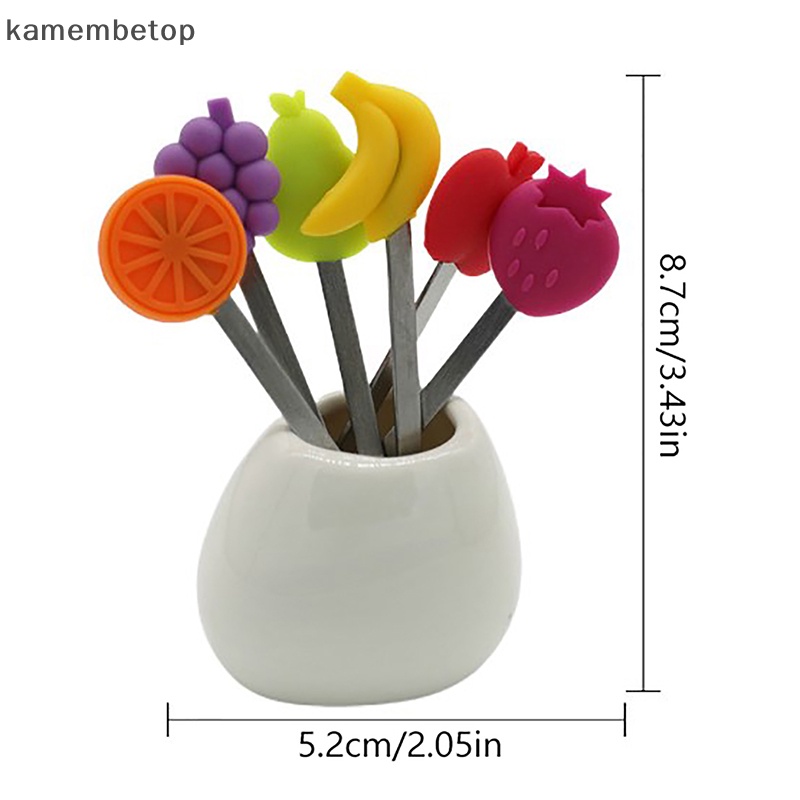 Nĩa Ăn Trái Cây Mini Bằng Thép Không Gỉ Và Silicone