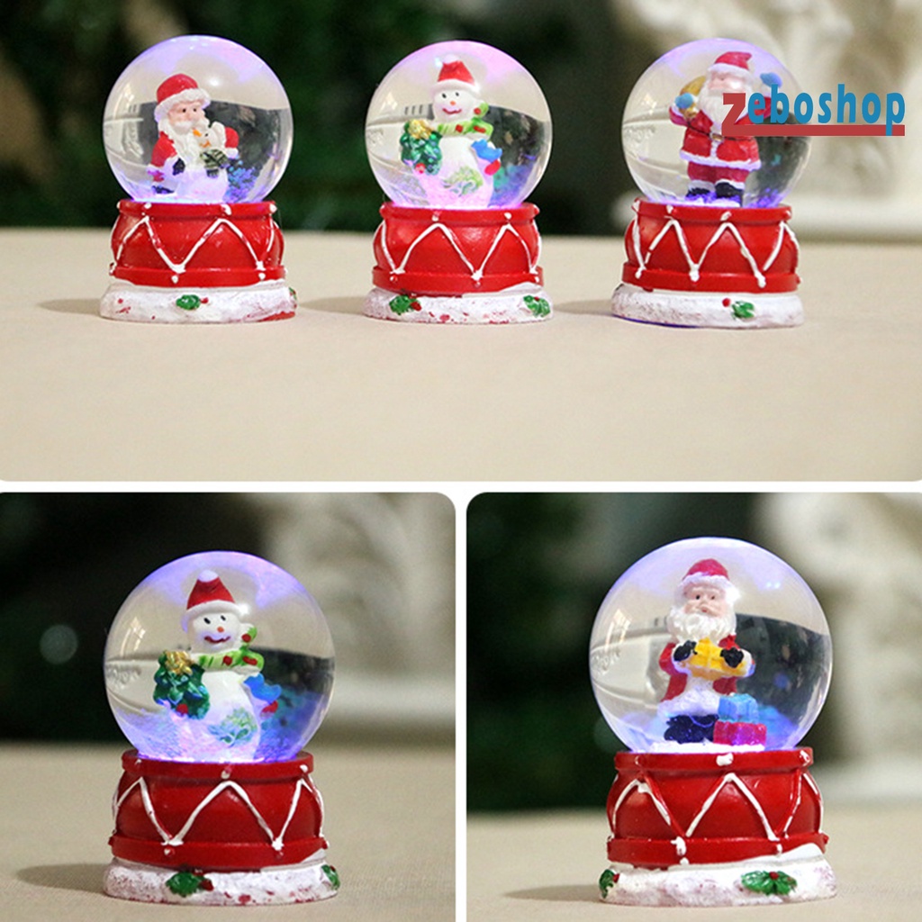 Quả Cầu Tuyết Kính Phát Sáng Hình Ông Già Noel / Người Tuyết Dùng Trang Trí Cây Thông Giáng Sinh