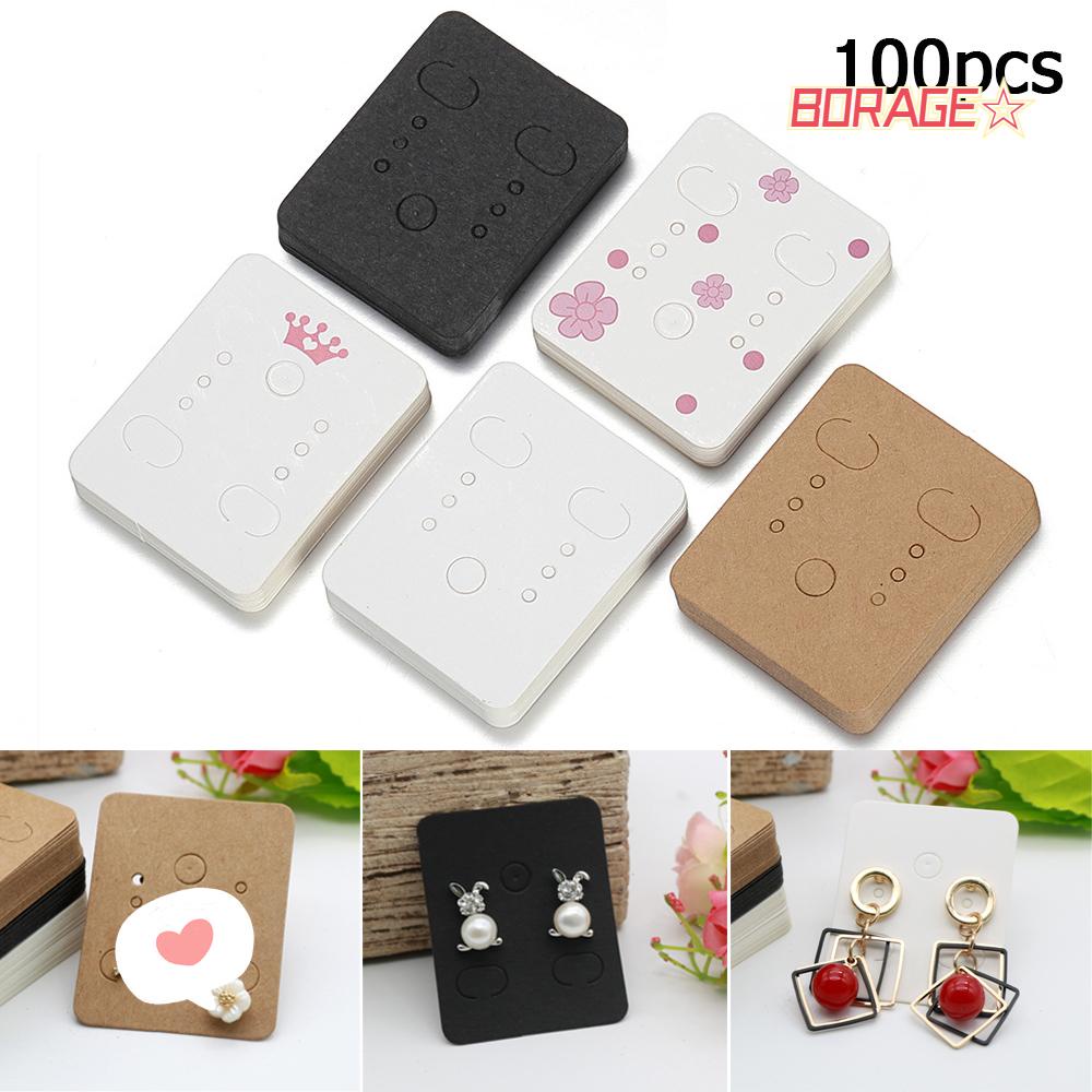 Set 100 Thẻ Trưng Bày Bông Tai DIY Màu Trắng Kích Thước 3.8x4.8cm