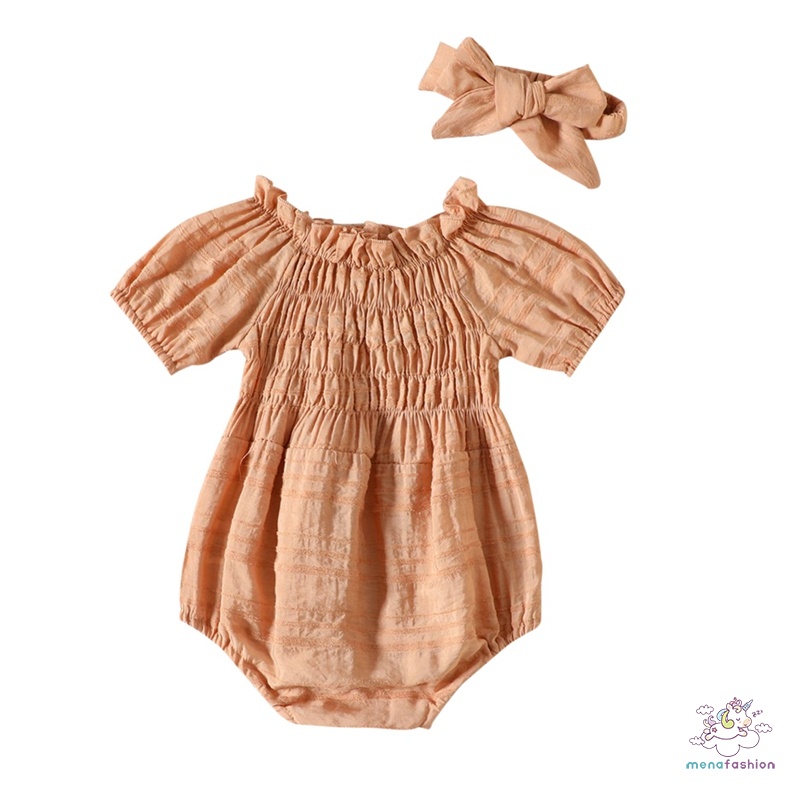 Bộ Bodysuit Một Mảnh Không Tay + Băng Đô Dễ Thương Cho Bé Sơ Sinh