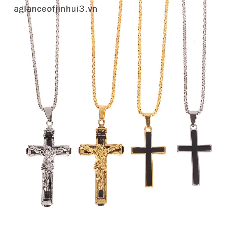 ~ Afhvn ~ Dây Chuyền Mặt Thánh Giá Thiết Kế Sáng Tạo Giản Dị Phong Cách Retro