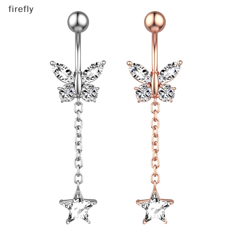 Khuyên Rốn Hình Bướm Đính Đá Bằng Thép Không Gỉ