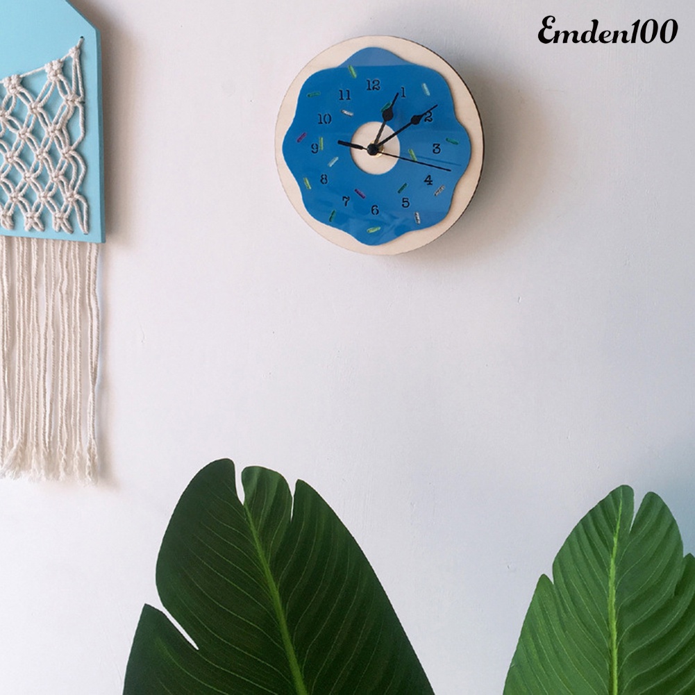 [EMDEN] Đồng Hồ Treo Tường Bằng Gỗ Hình Bánh Donut Phong Cách Bắc Âu Không Gây Tiếng Ồn Trang
