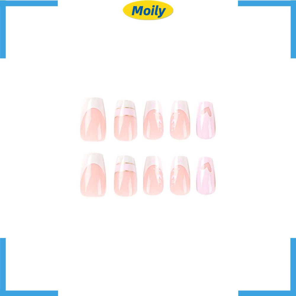 Bộ Móng Tay Giả Có Thể Tháo Rời|Vỏ Bọc Sợi Chỉ Toàn Diện Họa Tiết Trái Tim Rỗng