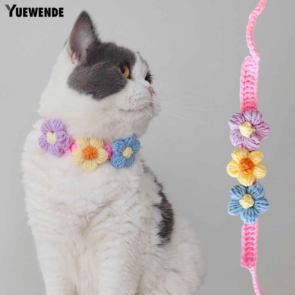 Yq.e Phụ Kiện Vòng Cổ Bằng Len Họa Tiết Hoa Có Thể Điều Chỉnh Thời Trang Làm Phụ Kiện Chụp Ảnh Cho Thú