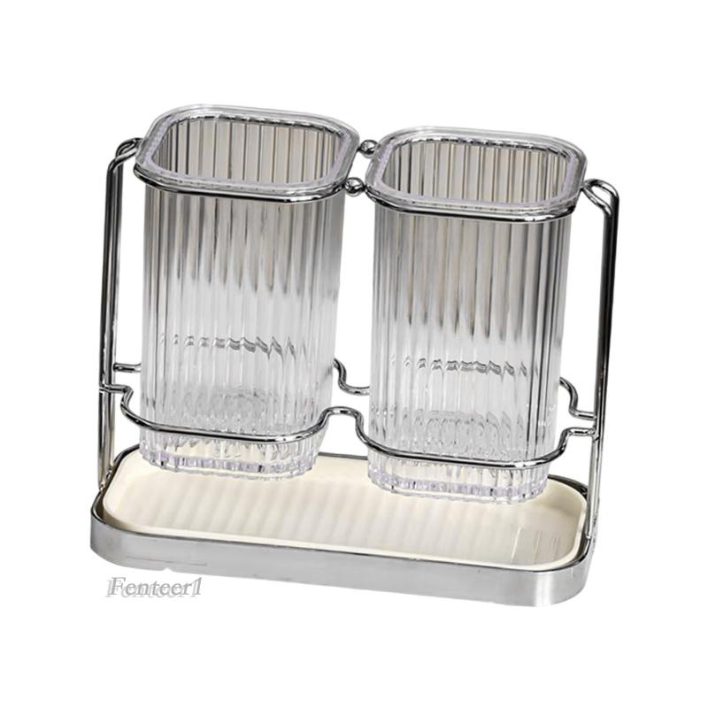 1 [Fenteer] Khay Đựng Dao Kéo 2 Cốc Dùng Cho Nhà Hàng / Tiệc Tùng