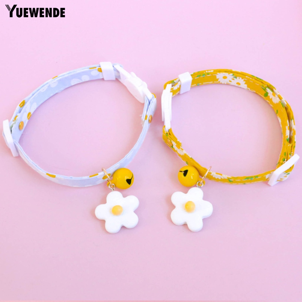 Yq.e Vòng Cổ Họa Tiết Hoa Có Chuông Làm Thủ Công Mịn Trang Trí Dành Cho Thú Cưng