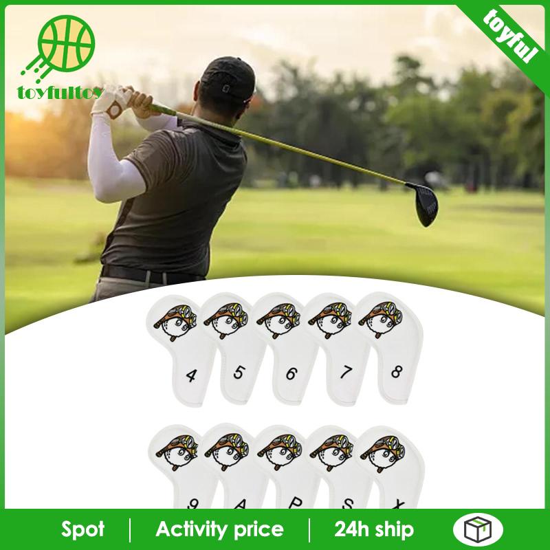 Set 10 Vỏ Bọc Bảo Vệ Đầu Gậy Đánh Golf Họa Tiết Phi Công Độc Đáo 4-9 P X A S
