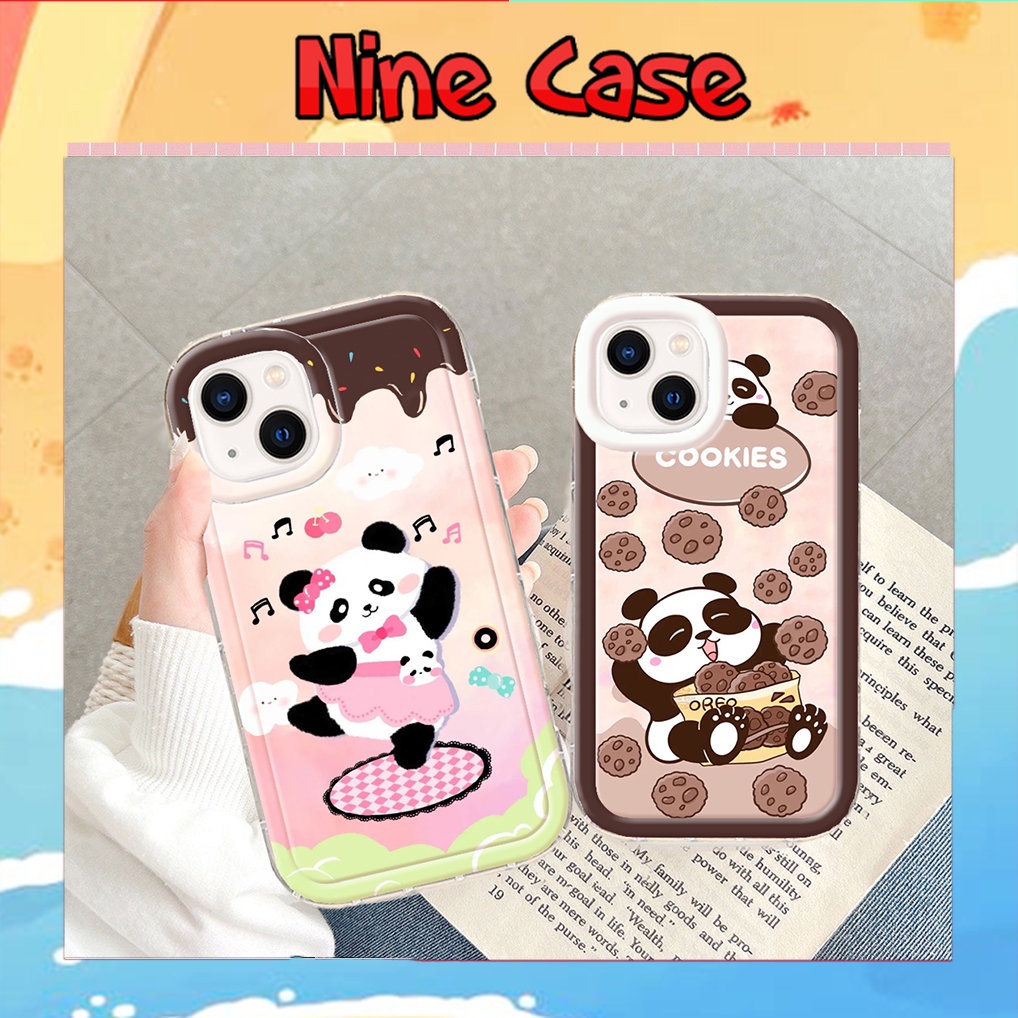 Ốp Điện Thoại TPU trong gân in hình gấu trúc coockies Mềm Trong Suốt Chống Sốc Cho IPhone 1411 12 Pro XS 7 8 Plus Nine