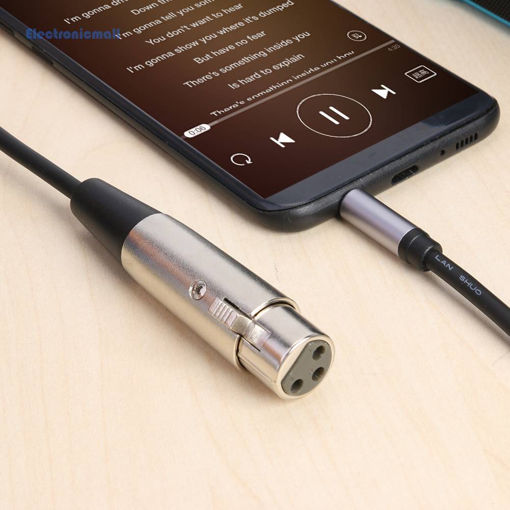 Cáp Âm Thanh ChuẩN XLR 3 Pin Lỗ CắM Sang ĐầU CắM 3.5mm Mạ VàNg ĐồNg Cho Micro Mall01.vn
