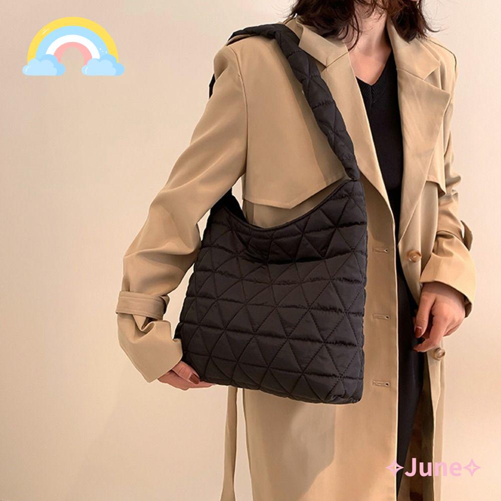 JUNE Túi Xách Cotton Màu Trơn Sức Chứa Lớn Thời Trang Cho Nữ