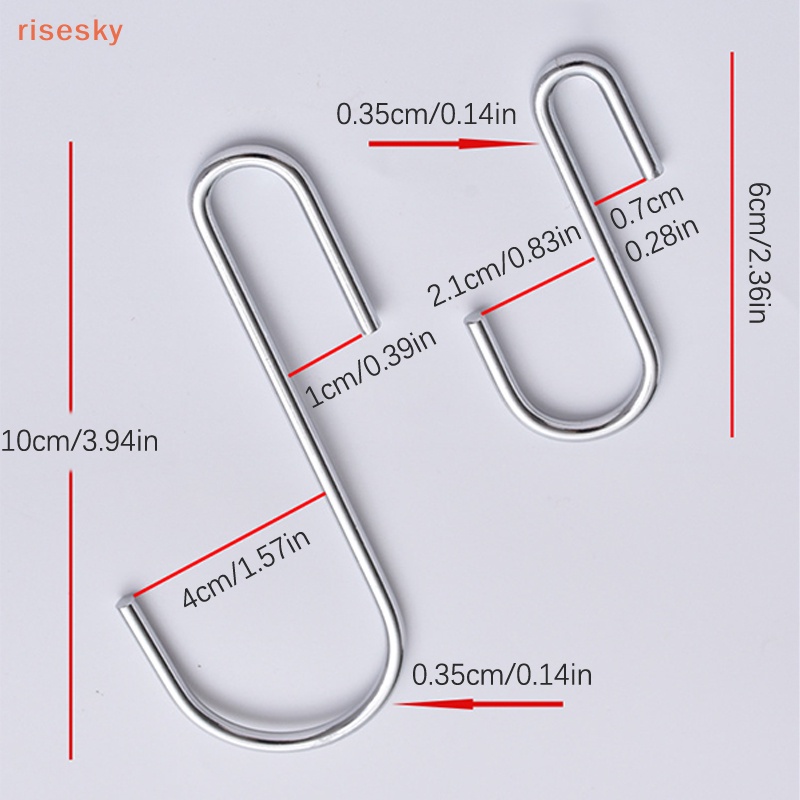 [risesky] 5 Móc Treo Hình Chữ S Màu Đen Bạc Cho Nhà Bếp Quán Bar Phòng Ngủ Văn Phòng