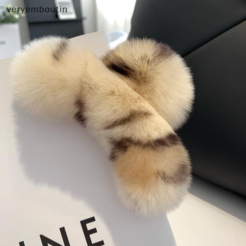 Kẹp Tóc Càng Cua Cỡ Lớn Phối Lông Thỏ Dễ Thương Cho Nữ