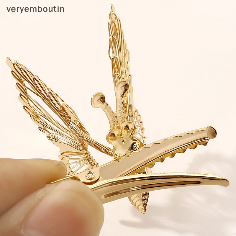 Kẹp Tóc Hình Bướm Màu Vàng Dễ Thương Phong Cách Vintage