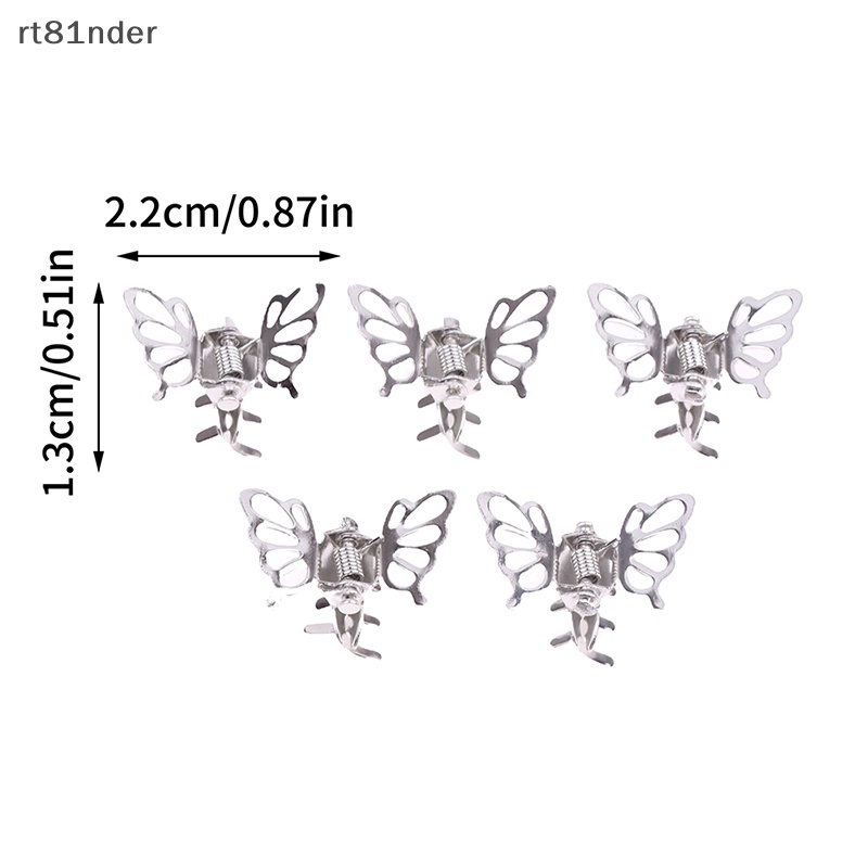 Rt Set 5 Kẹp Bướm Rỗng Bằng Kim Loại Màu Bạc Cho Nữ n