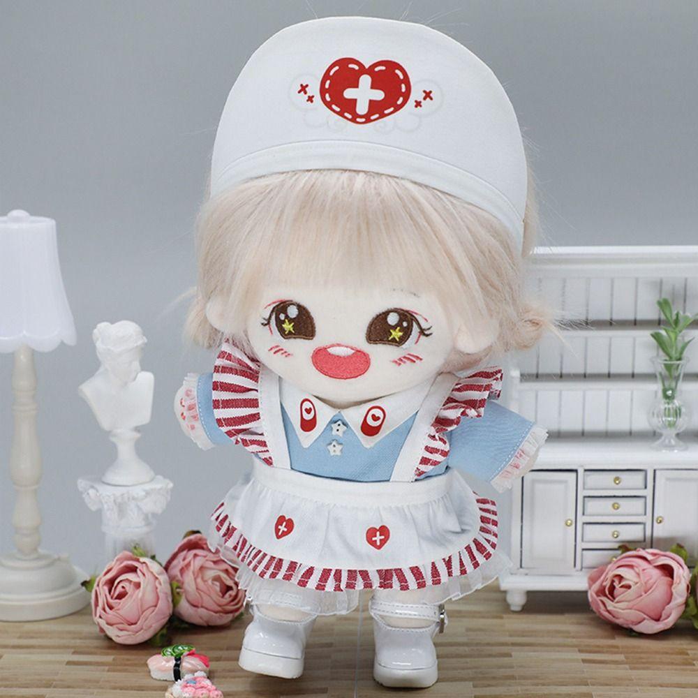 NIUYOU 1 Bộ Đồ Y Tá Thời Trang Màu Hồng / Xanh Dương Dành Cho Búp Bê 20cm