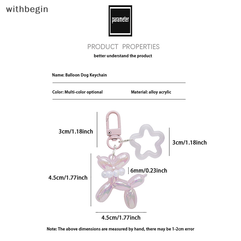 Móc Khóa Acrylic Hình Chú Chó / Ngôi Sao / Bóng Bay Màu Kẹo Dạ Quang Dễ Thương Thời Trang