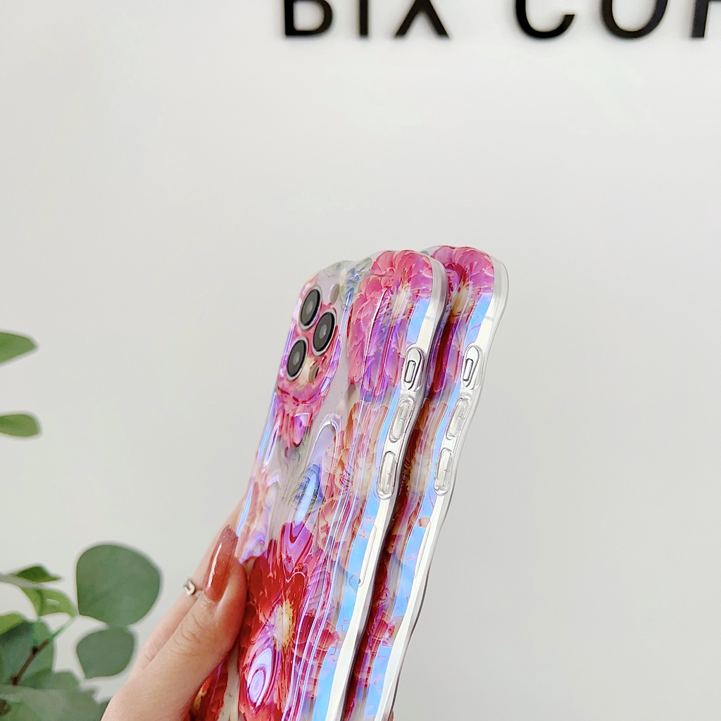 Ốp Điện Thoại TPU Chống Sốc Họa Tiết Hoa Kèm Dây Đeo Dành Cho IPhone 14 13 12 11 Pro Max