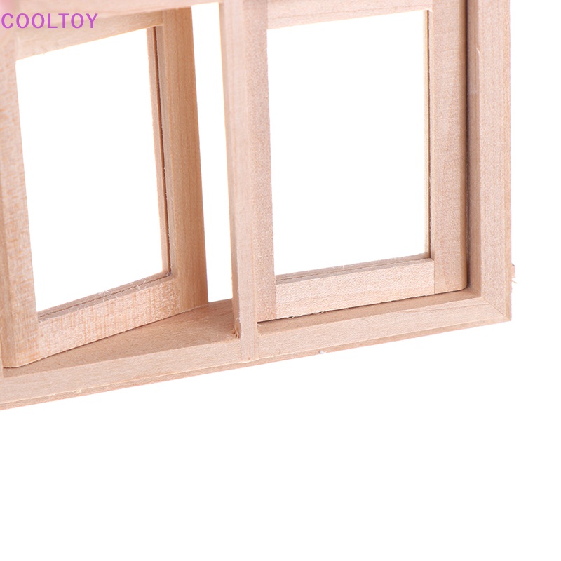 Cửa Sổ Mini 2 Pane Bằng Gỗ Tỉ Lệ 1 / 12 Trang Trí Nhà Búp Bê DIY