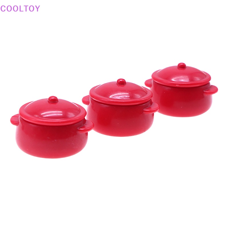 Cooltoy Nồi Nấu Súp Bằng Nhựa Màu Đỏ Tỉ Lệ 1: 12 Trang Trí Nhà Búp Bê DIY
