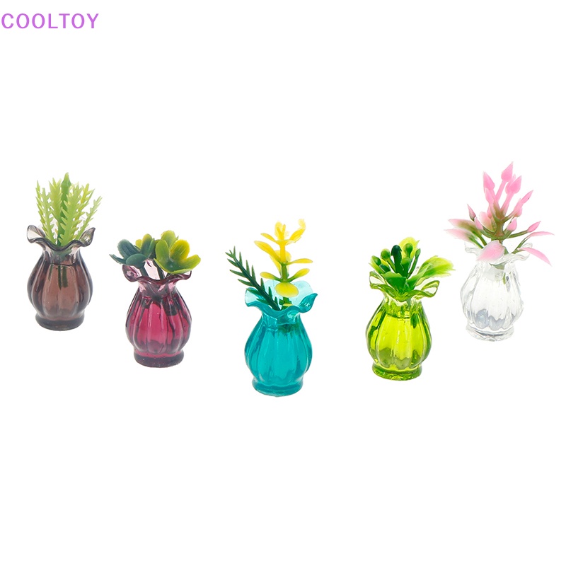 Set 5 Bình Hoa Mini Tỉ Lệ 1: 12 Dùng Để Trang Trí Nhà Búp Bê
