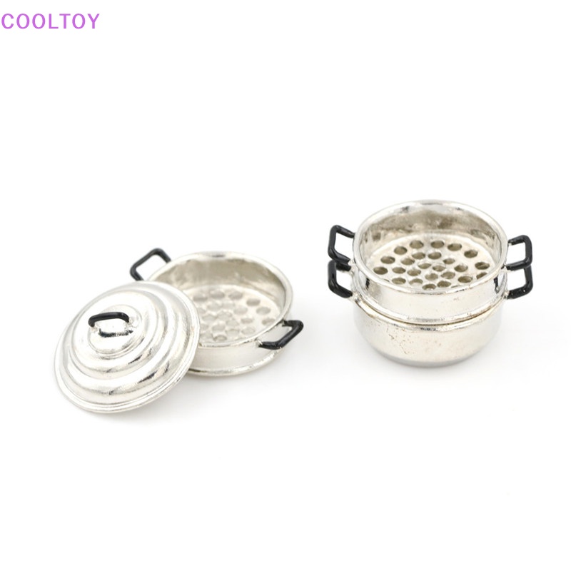 Cooltoy Mô Hình Nồi Hấp 3 Tầng Bằng Kim Loại Trang Trí Nhà Búp Bê 1: 12