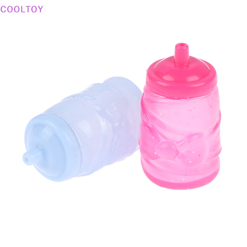 Set 2 Bình Đựng Sữa Mini Bằng Nhựa Mềm Cho Nhà Búp Bê