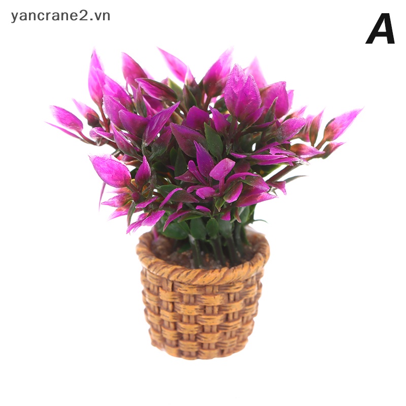 Chậu Hoa Phong Lan Tím Bằng Tre Tỷ Lệ 1: 12 Trang Trí Nhà Búp Bê / Tiểu Cảnh / Chậu Cây Cảnh / Nhà Búp Bê 1: 12