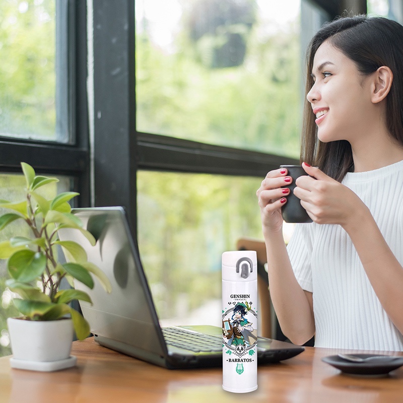Bình Nước 400ml Bằng Thép Không Gỉ In Hình Anime Dễ Thương Dành Cho Trẻ Nhỏ