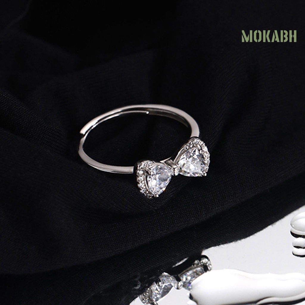 Nhẫn Hở Hình Nơ Đính Đá Lấp Lánh Dễ Phối Đồ Thời Trang Dự Tiệc Cho Nữ