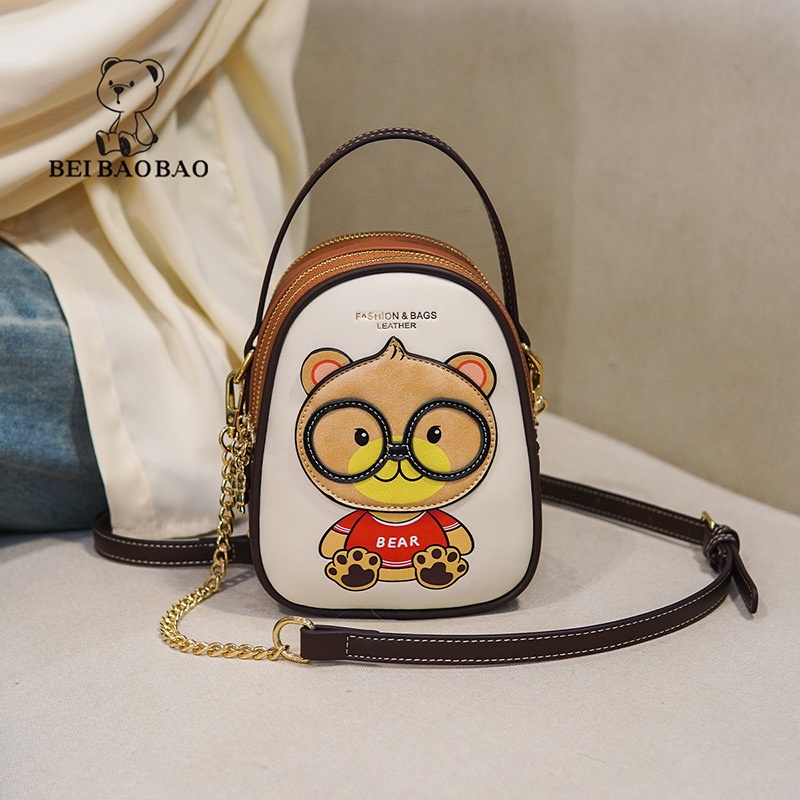 Túi đeo chéo nữ Bill bear Túi Phụ nữ Chuỗi thời trang mới, Túi Đeo Vai Mini Versatile Multi -layer Túi nhỏ