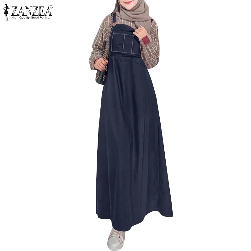 Zanzea Đầm Maxi Dài Tay Kèm Túi Trước Thời Trang Dành Cho Nữ