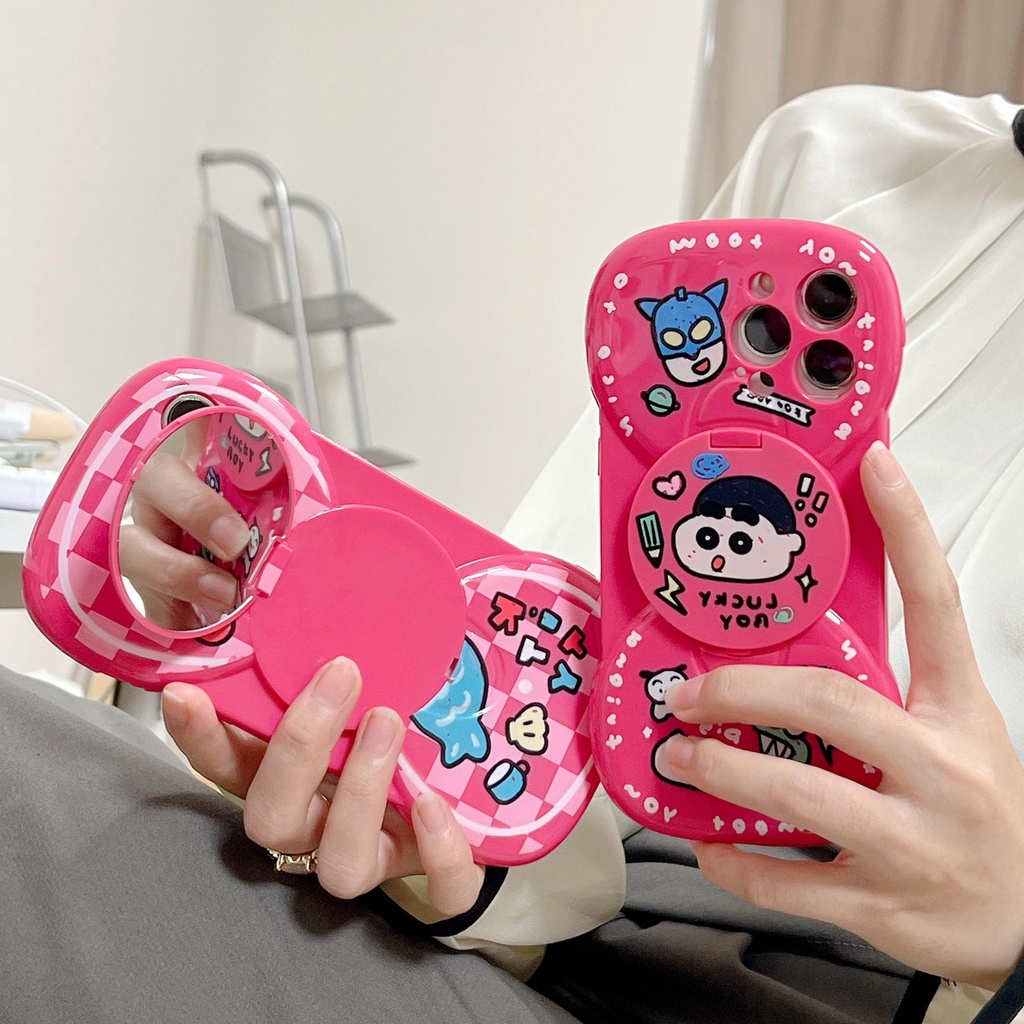 Bao Da Điện Thoại Nắp Lật Tráng Gương Họa Tiết Mèo Hoạt Hình Cho iPhone 14 12 13 11 PRO MAX