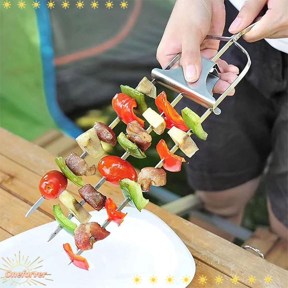 Bộ 2 Xiên Nướng BBQ Bằng Kim Loại 3 Chấu Tiện Dụng