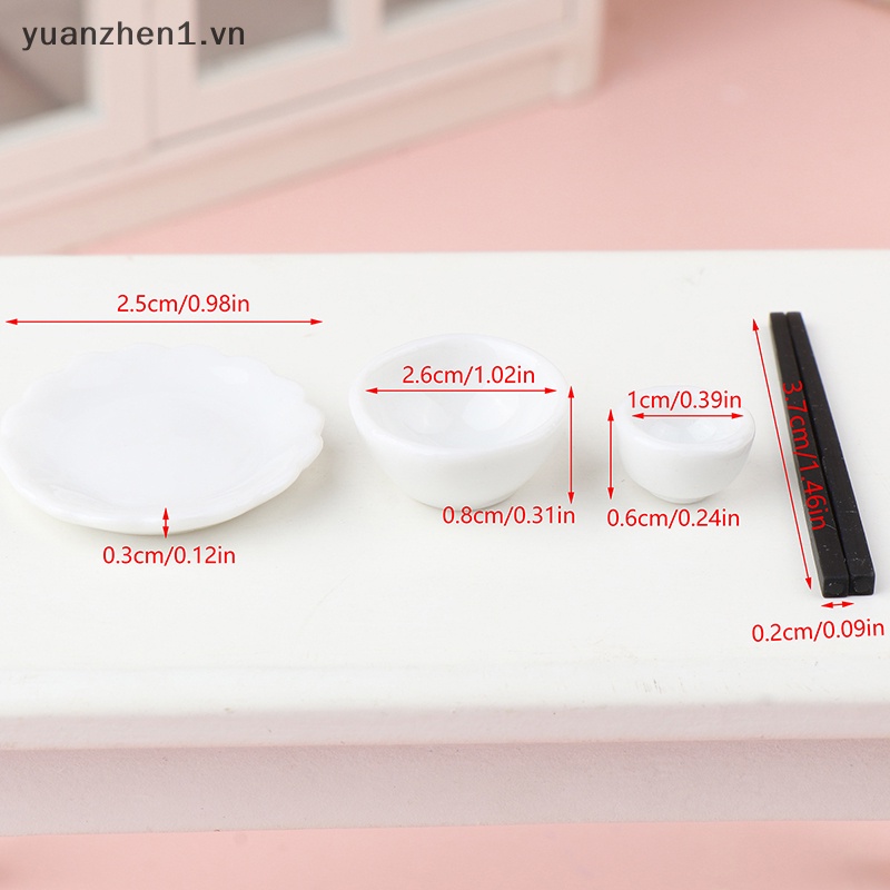 Bộ Tô Chén Ăn Mini Tỉ Lệ 1 / 12 Trang Trí Nhà Búp Bê