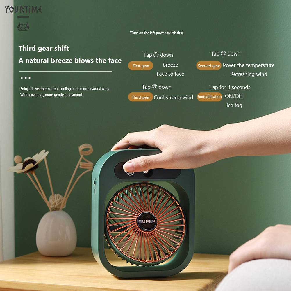 Quạt Điện Phun Sương Tạo Độ Ẩm Để Bàn 3 Chế Độ Gió Cho Nhà Bếp / Văn Phòng