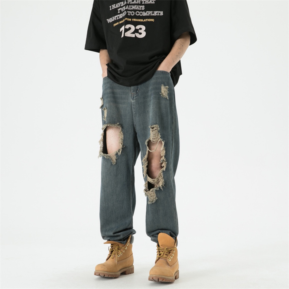 Quần Jean Rách Cá Tính Thời Trang Phong Cách Đường Phố Âu Mỹ Cho Nam
